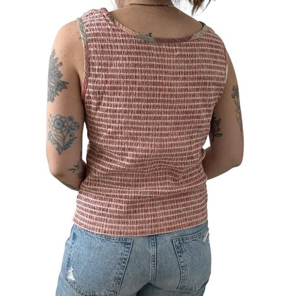Vintage Dressbarn Womens Smock Stretchy Orange Striped Cotton Summer Tank Top 1X - Picture 3 of 5